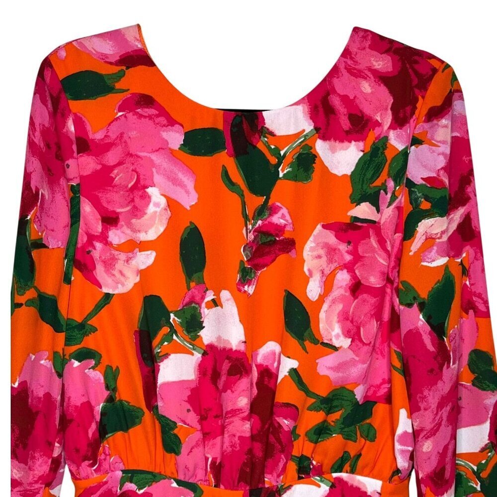 Lulus Sweetest Song Orange Floral Backless Long Sleeve Romper Size M NWT - Picture 6 of 9
